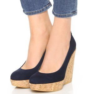 Stuart Weitzman Corkswoon Suede Wedge Pump